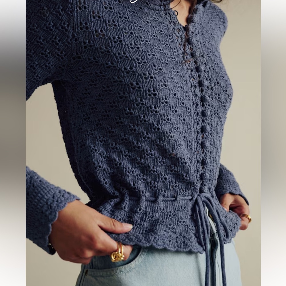 Sezane MARTIE CARDIGAN in mineral Blue, XS S M L - Picture 3 of 9
